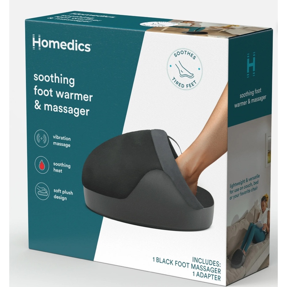 Homedics Soothing Foot Warmer and Massager  with Heat, Black